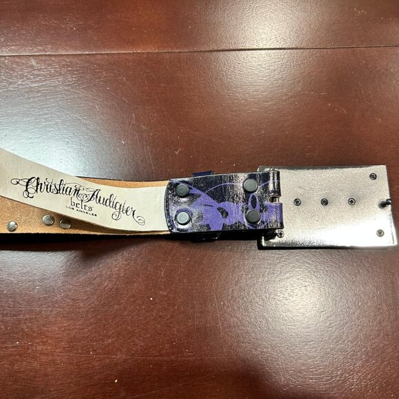 Christian Audigier Vintage Handmade Genuine Leather Belt (Python Effect) - Picture 7 of 9